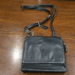 Black Leather Men's Crossbody Bag